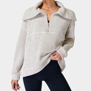 Sweaty Betty Restful Boucle Half‑Zip Sweatshirt Size 6 Neutral Comfy